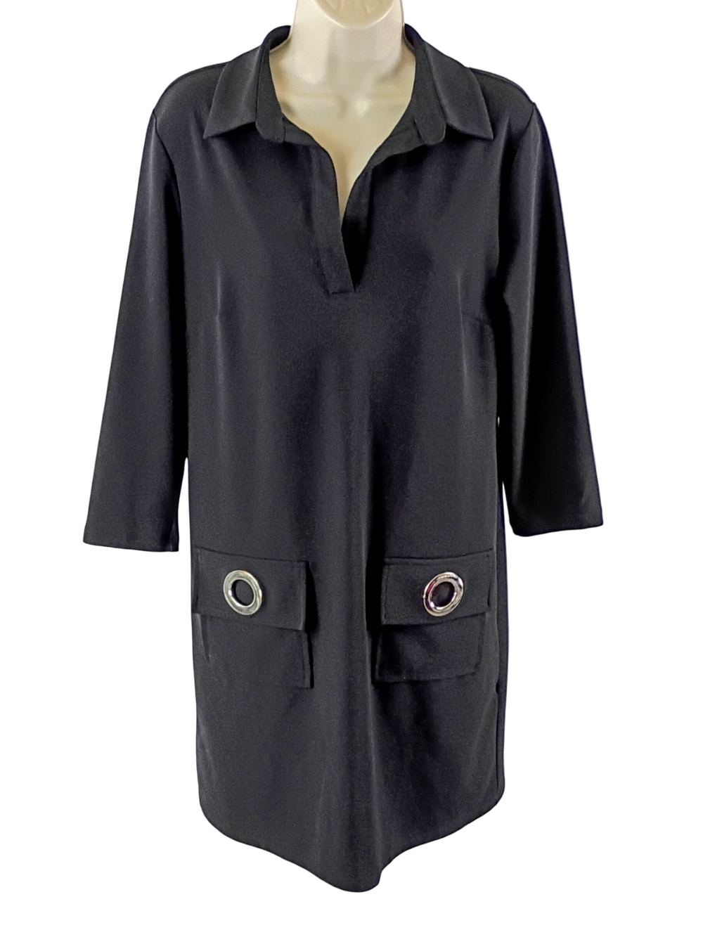 MSK Black Long Sleeve Tunic with Grommet Pocket Detail